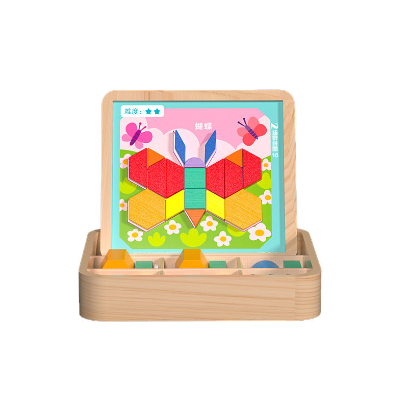 Childrens Geometric Tangram Puzzle Blocks